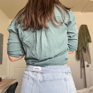 Turquoise button down(sleeves are rolled up in pictures)